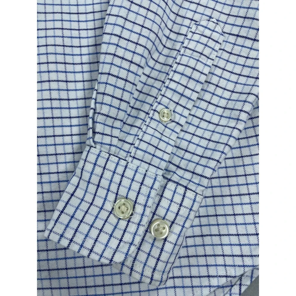Ralph Lauren Boys Blue White Tattersall Check Custom Fit Button Down 10